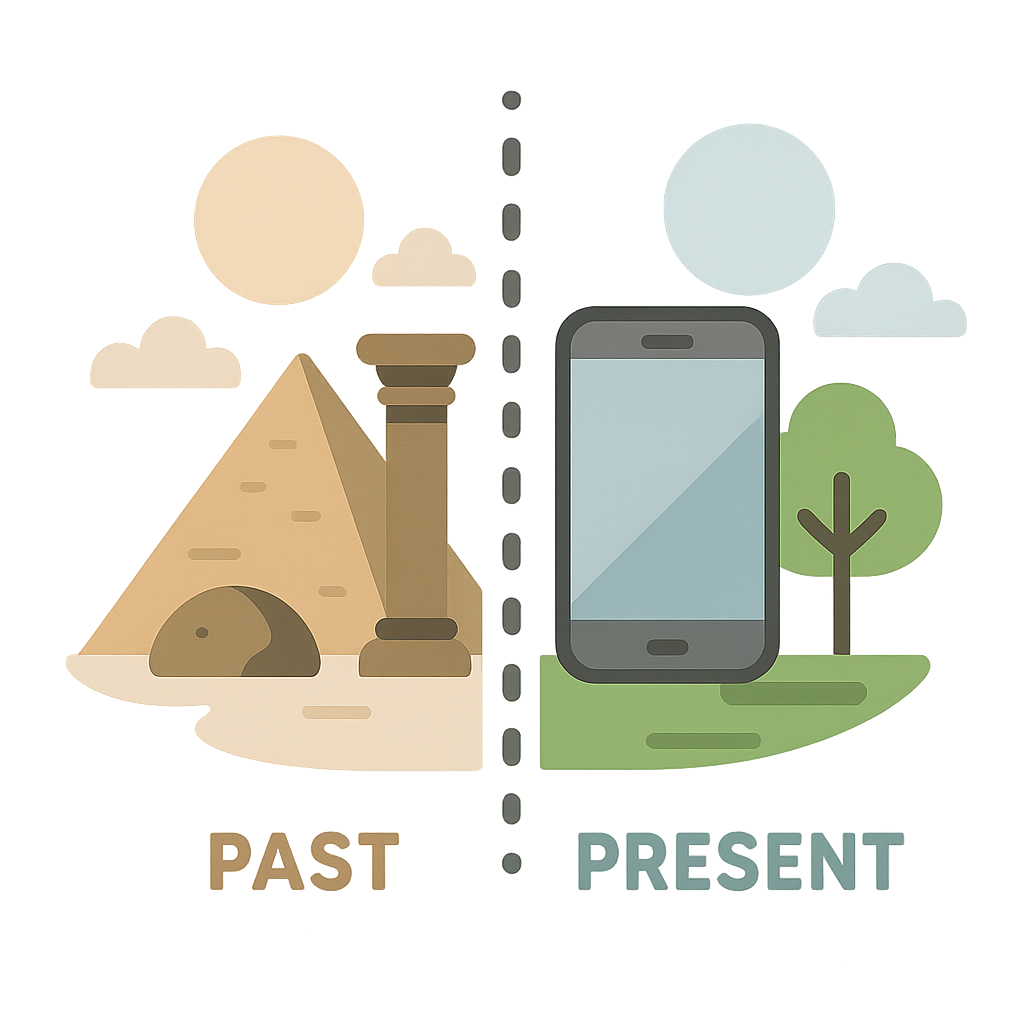 Illustration of Past and present