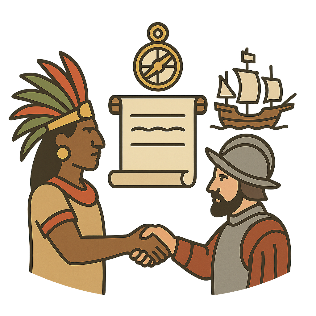 Illustration of Spanish conquest of the Aztec Empire (1521)