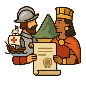 Illustration of Spanish conquest of the Inca Empire (1530s)