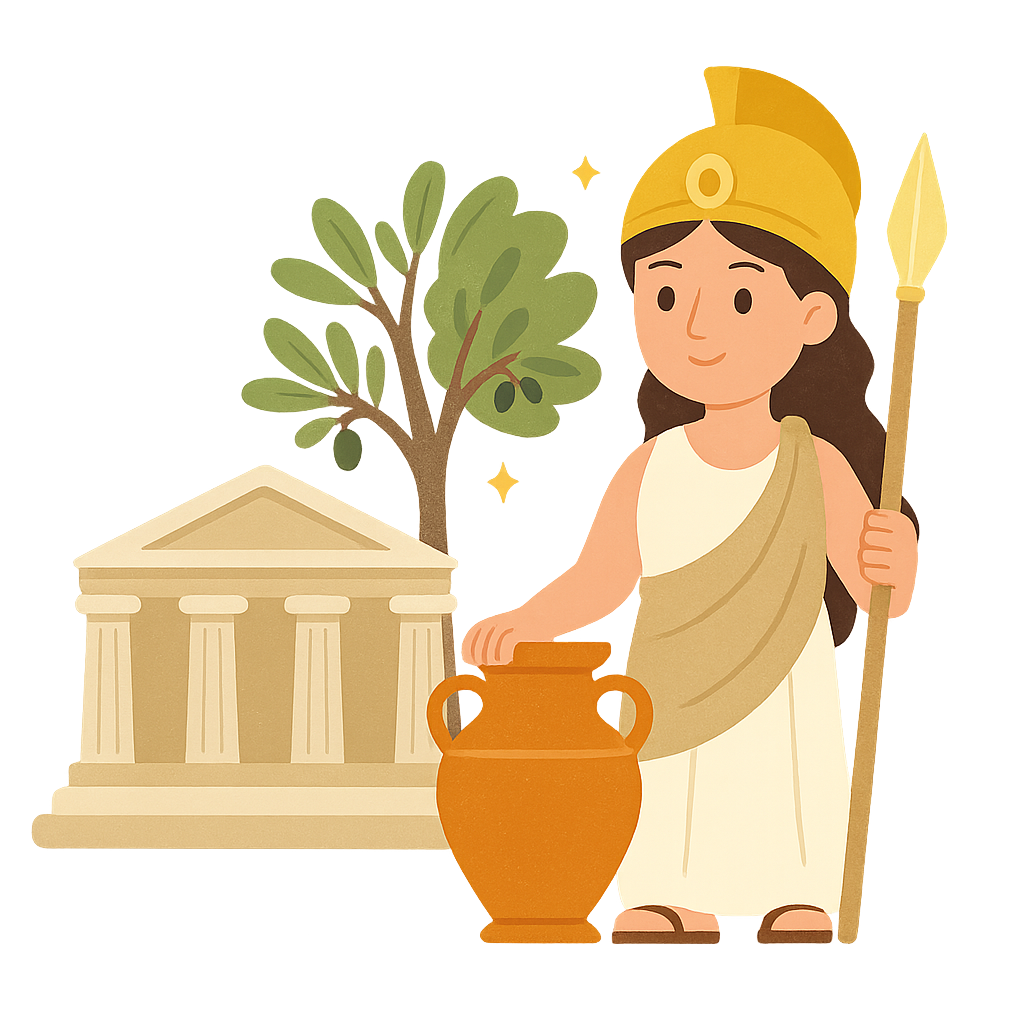Illustration of Athena and the Contest for Athens