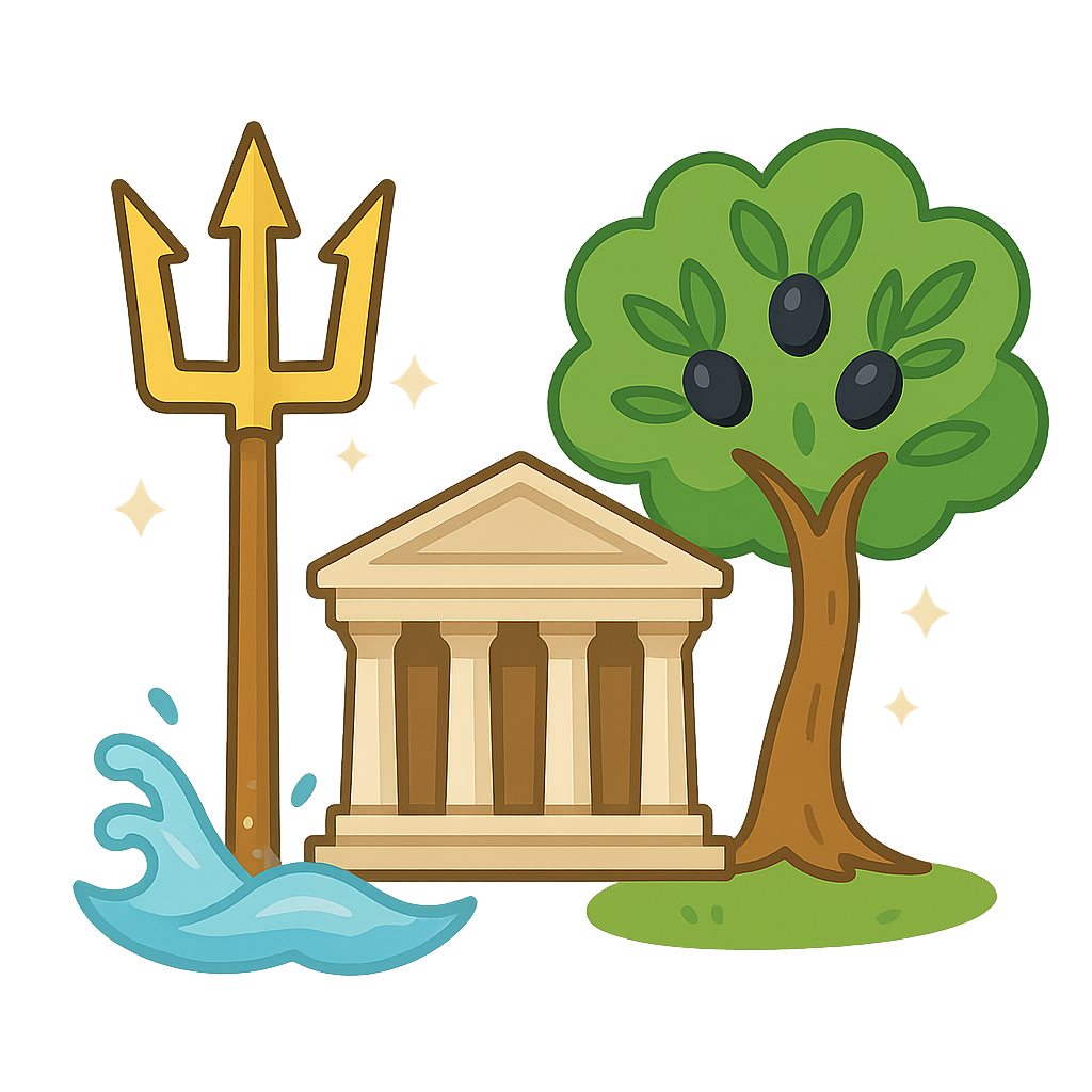 Illustration of Poseidon and the Founding of Athens