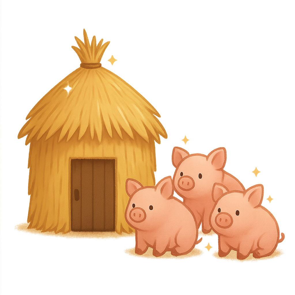 Illustration of The Three Little Pigs - English